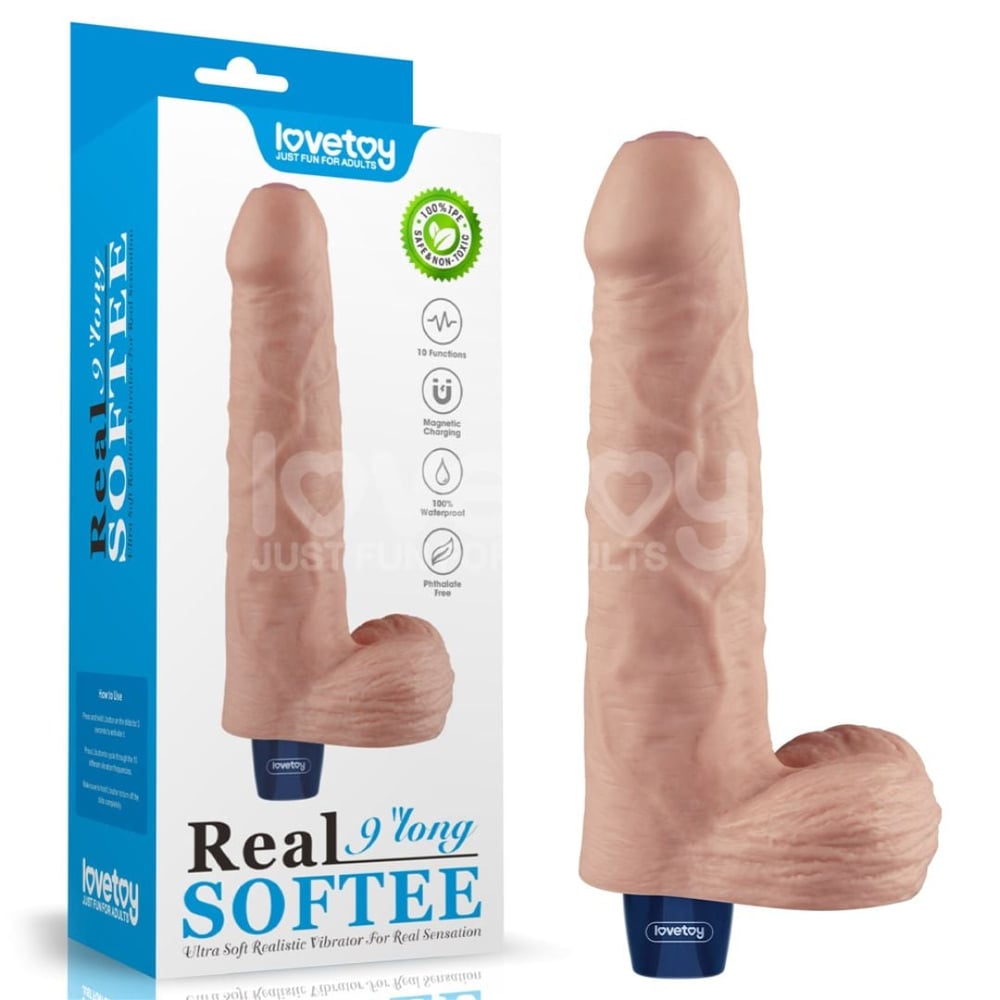 Pênis Realístico Recarregável 10 Vibrações 22,6 X 4,8Cm Real Softee