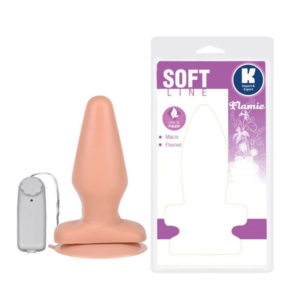 Plug Anal Com Vibro E Ventosa 13,5Cm Soft Line Ktoy - Imagem 5