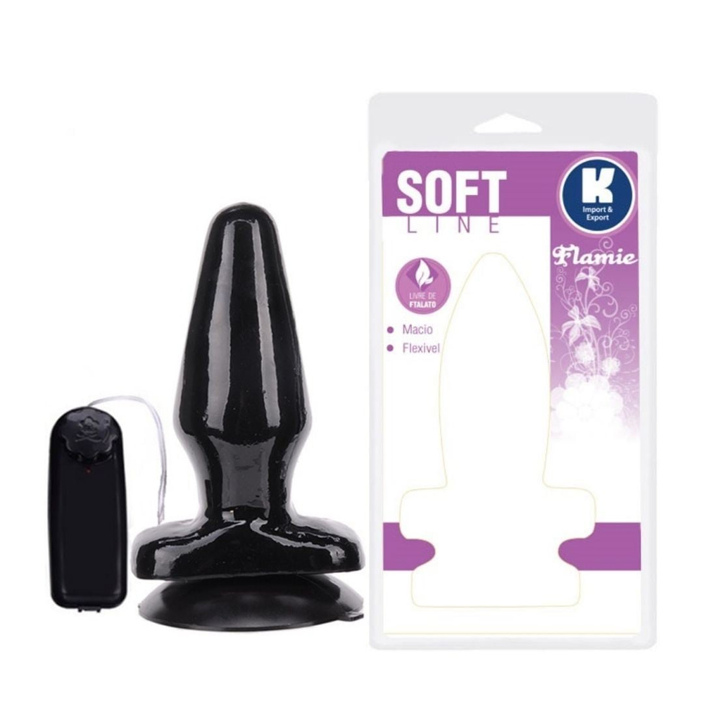 Plug Anal Com Vibro E Ventosa 13,5Cm Soft Line Ktoy - Imagem 6