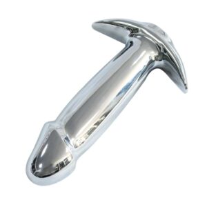 Plug Anal Em Aço Formato De Pênis Com 10 Modos De Vibração