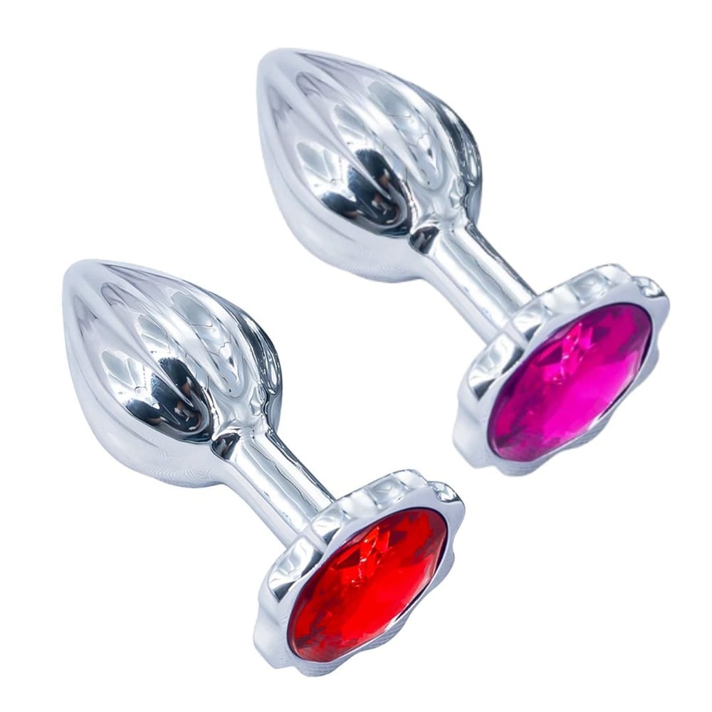 Plug Anal Em Metal Stripes Pequeno Com Pedra Vibe Toys