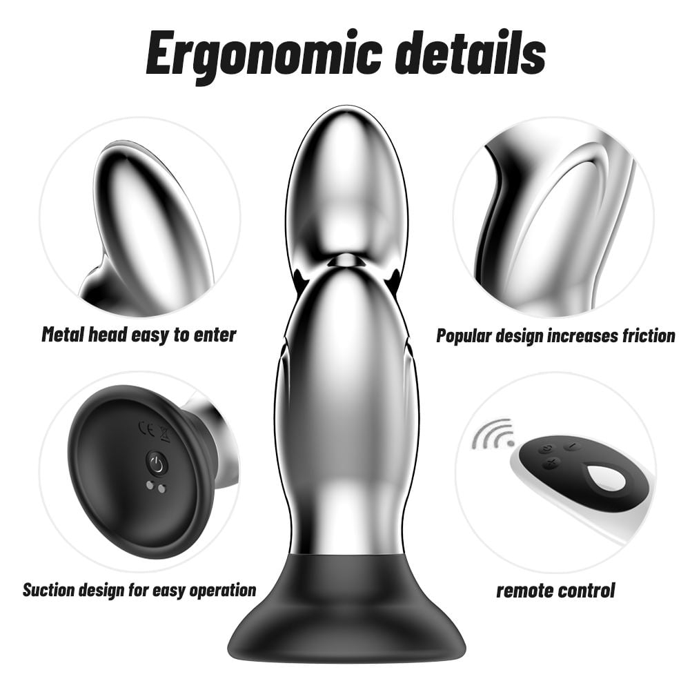 Plug Anal Fingertip Metal Com Ventosa Recarregável Com 10 Modos De Vibração Vibe Toys - Imagem 10