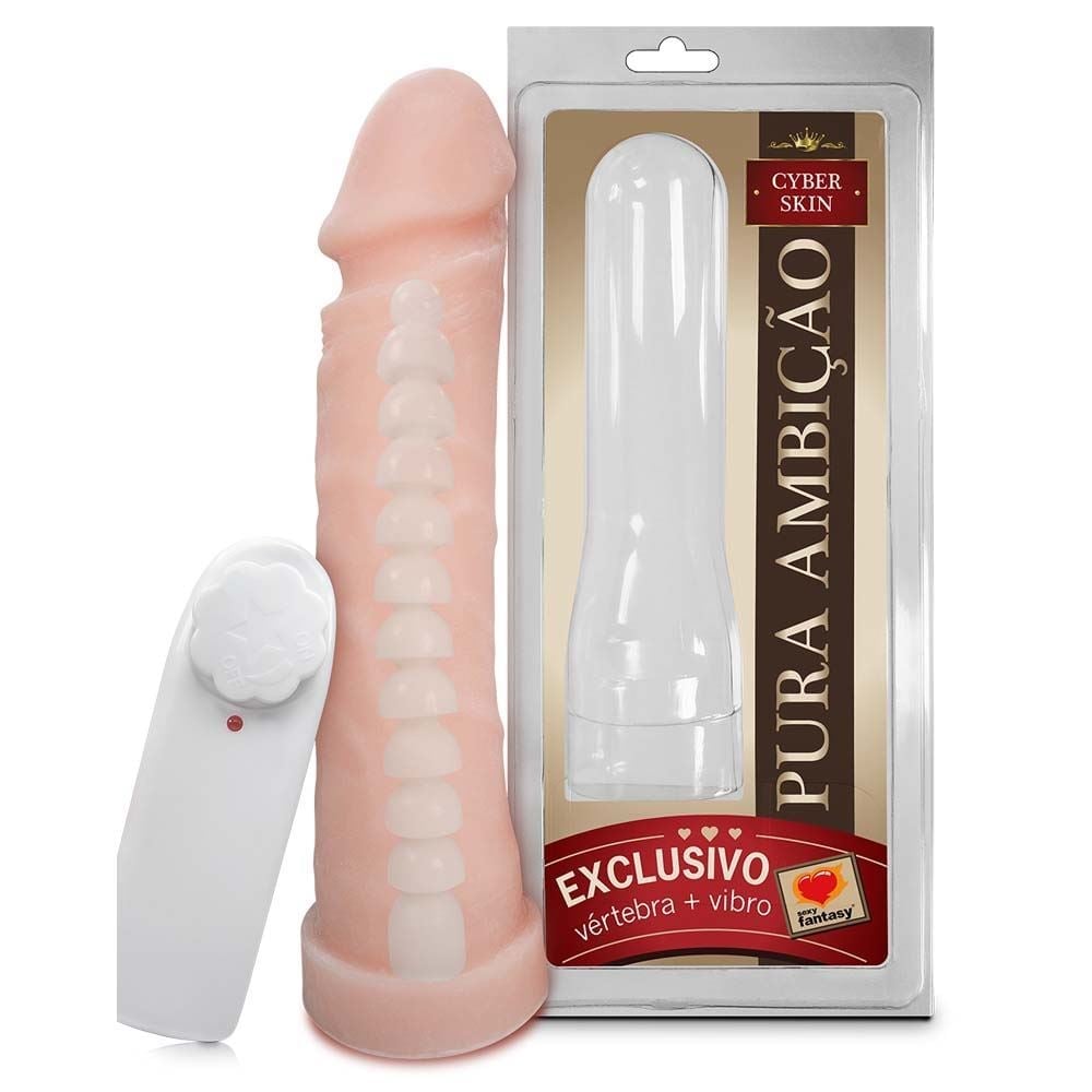 Prótese Em Cyberskin Com Vibro E Vértebra 18 X 4,5Cm Linha Pura Ambição Sexy Fantasy