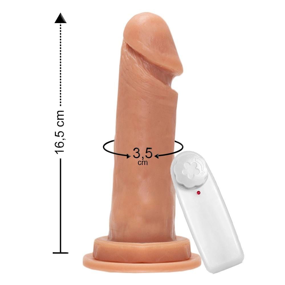 Prótese Maciça Com Vibro E Ventosa 16,5 X 3,5Cm Êxtase - Imagem 3