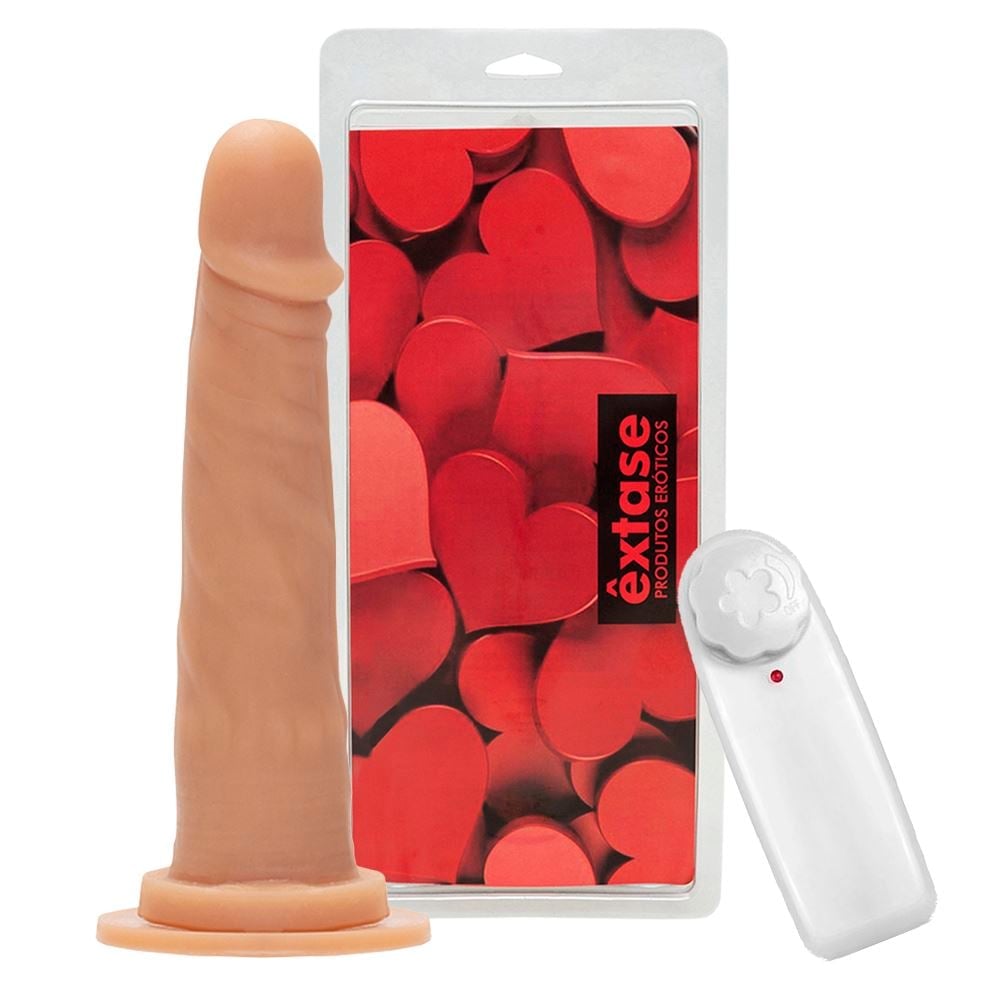 Prótese Maciça Com Vibro E Ventosa 19,5 X 4Cm Êxtase