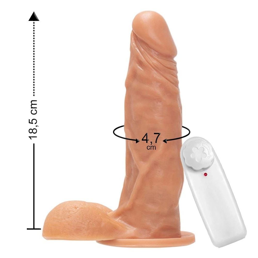 Prótese Maciça Vibratória Com Escroto E Ventosa 18,5 X 4,7Cm Êxtase - Imagem 3