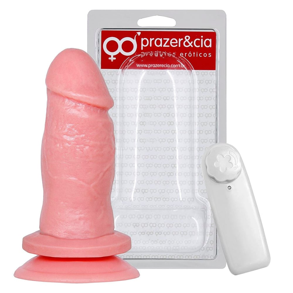 Prótese Realística Com Ventosa E Vibro 11,7 X 3,8 Cm Prazer&Cia