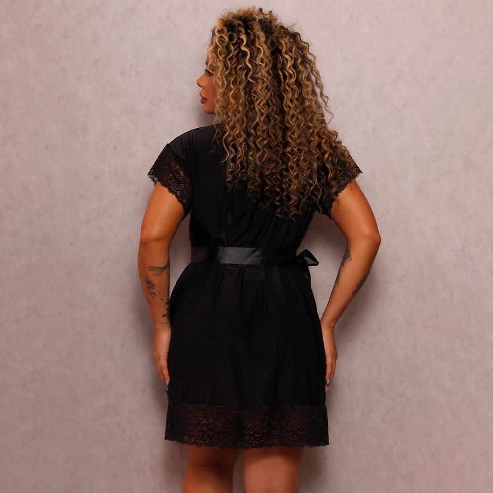 Robe Curto Sheilla Em Liganete Com Renda Lust Chick - Imagem 4