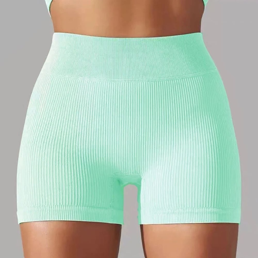 Short Fitness Canelado Reforçade Com Cintura Dupla