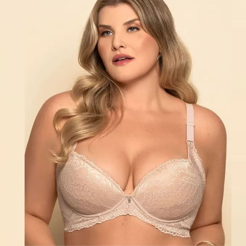 Sutiã Plus Size Redutor Com Bojo E Aro Em Renda Estruturada Nayane - Imagem 2