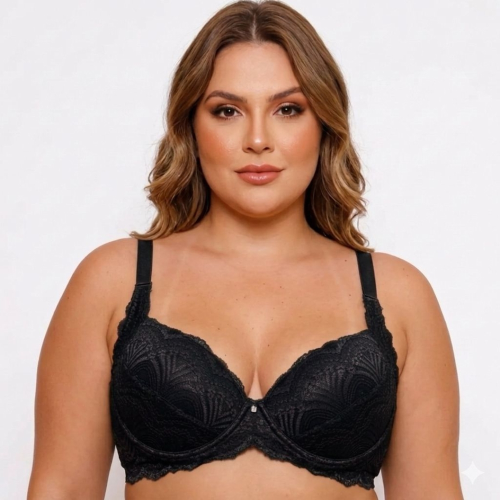 Sutiã Plus Size Redutor Com Bojo E Aro Em Renda Estruturada Nayane - Imagem 5