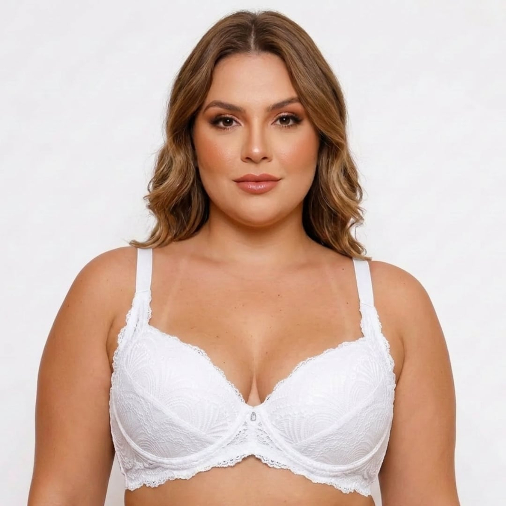 Sutiã Plus Size Redutor Com Bojo E Aro Em Renda Estruturada Nayane - Imagem 7