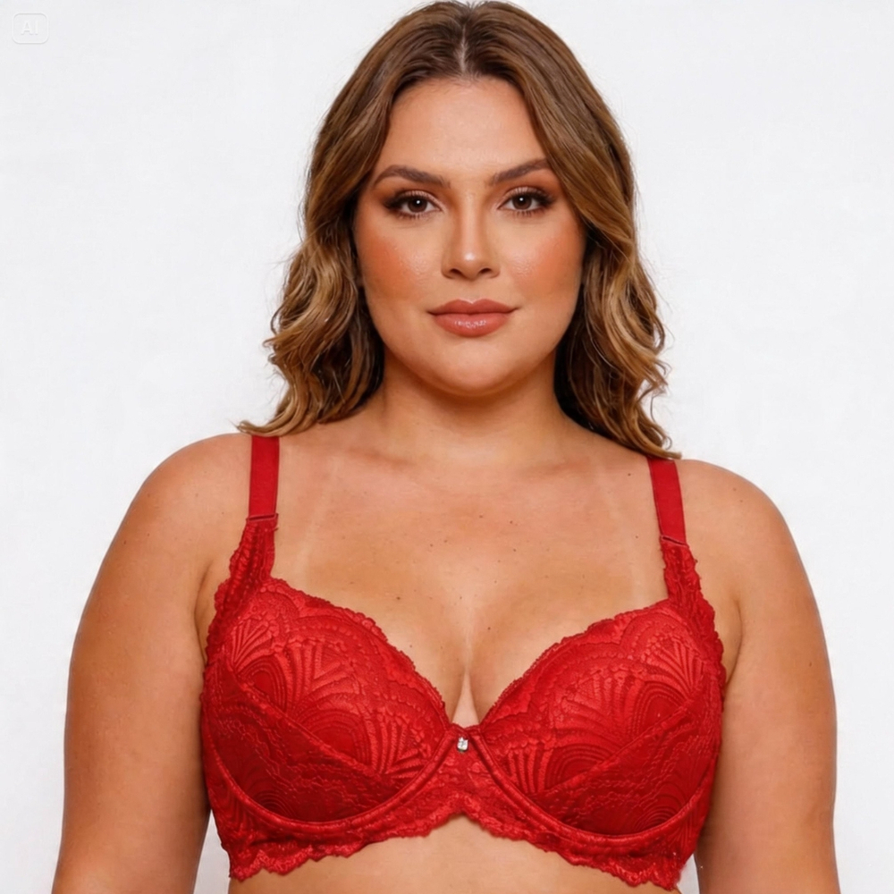 Sutiã Plus Size Redutor Com Bojo E Aro Em Renda Estruturada Nayane - Imagem 9
