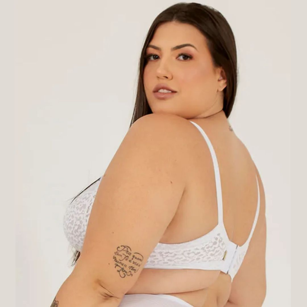 Sutiã Plus Size Sem Bojo Com Aro Sensual Guipier Nayane - Imagem 6