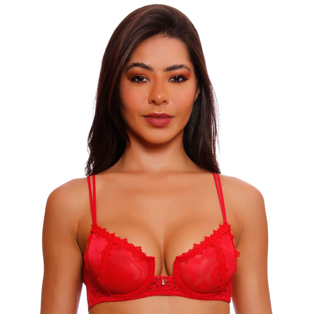 Sutiã Sensual Meia Taça Sem Bojo Com Aros E Guipier Nayane - Imagem 2