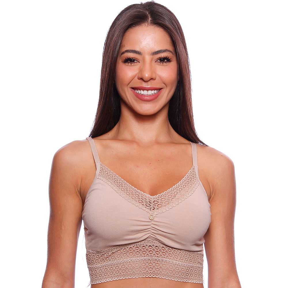 Sutiã Top Cropped Com Bojo Flex E Detalhe Em Renda Econfort - Imagem 5