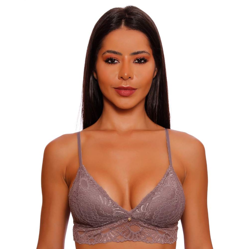 Sutiã Top Triângulo Com Bojo Removível Renda Linha Charme Nayane - Imagem 3