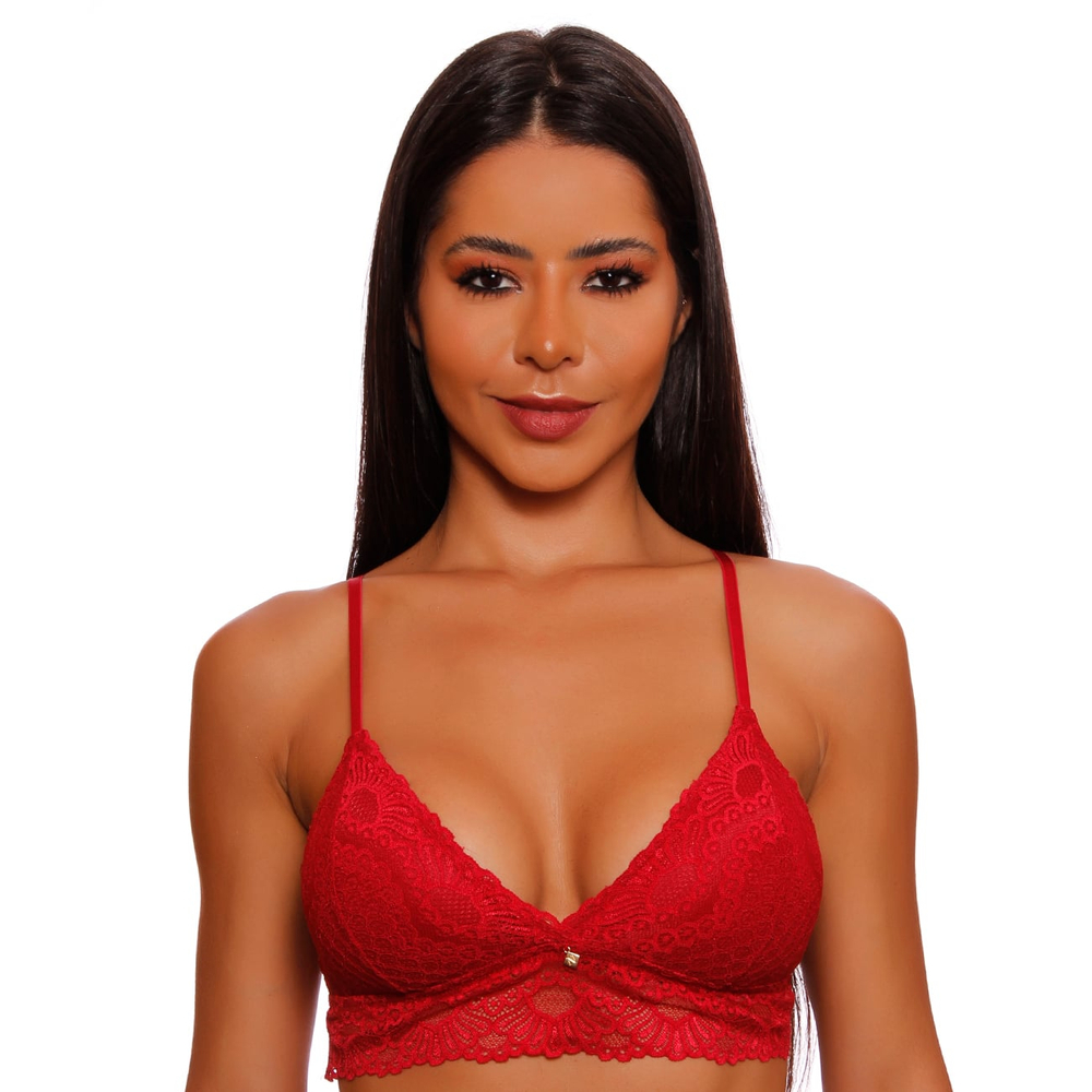Sutiã Top Triângulo Com Bojo Removível Renda Linha Charme Nayane - Imagem 5