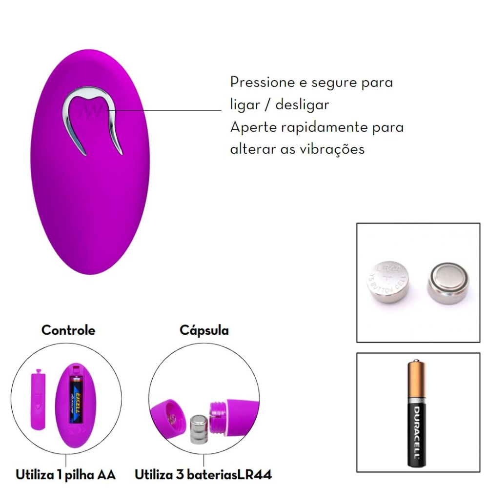 Vibrador Bullet Com Controle Remoto Bradley 12 Vibrações Pretty Love - Imagem 7