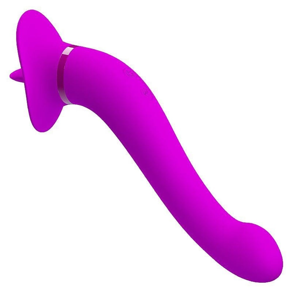 Vibrador Duplo Faust Com Língua Estimuladora 12 Vibrações Pretty Love - Imagem 3