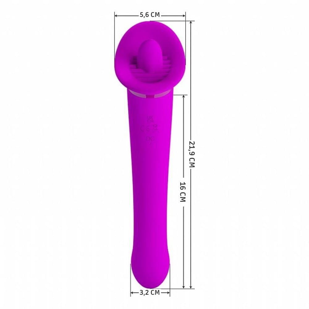 Vibrador Duplo Faust Com Língua Estimuladora 12 Vibrações Pretty Love - Imagem 6