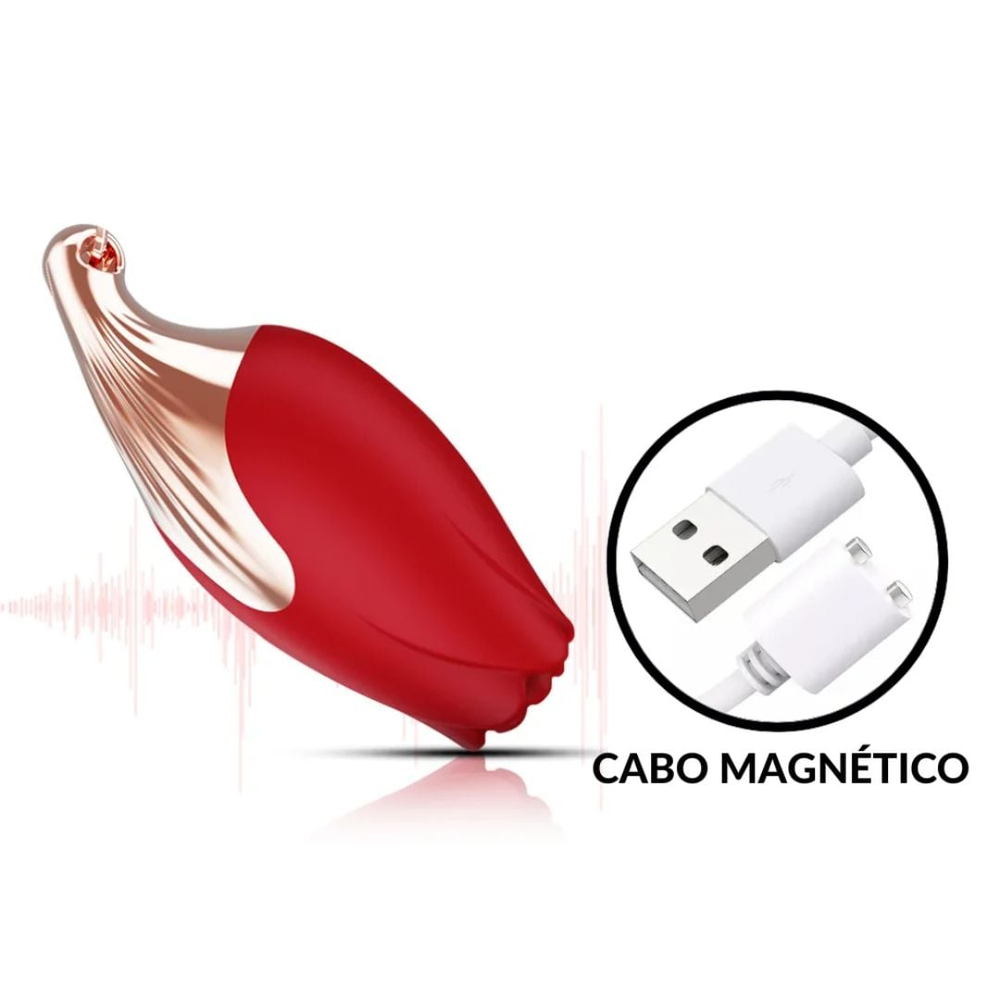 Vibrador Em Formato De Rosa Com Colar Vibe Toys - Imagem 4