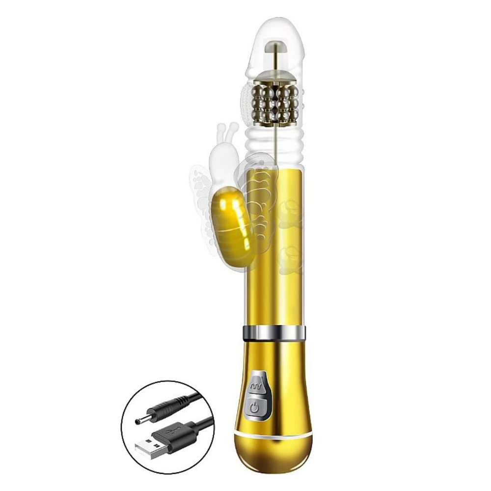 Vibrador Ponto G Borboleta Cromado 9 Vibrações 6 Modos De Vai E Vem E Rotação - Imagem 4