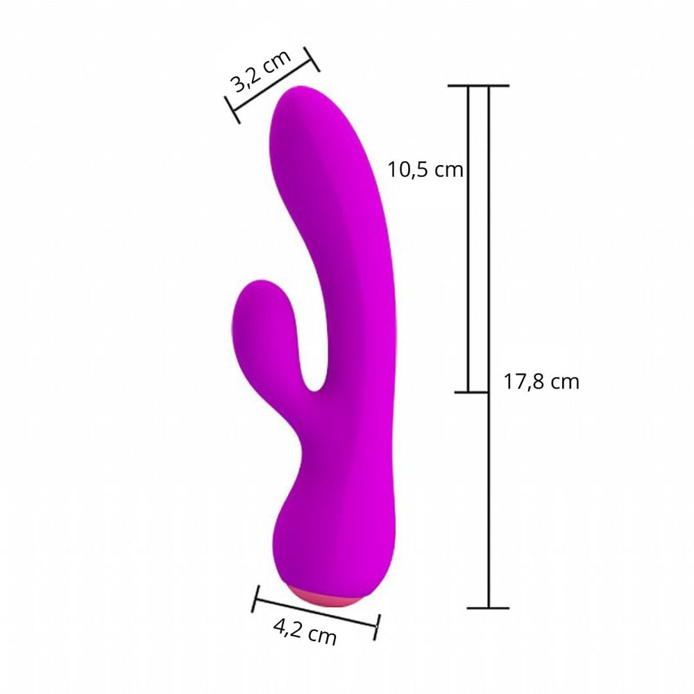Vibrador Ponto G Flexível Com Estimulador Clitoriano Zachary 12 Vibrações Pretty Love - Imagem 5