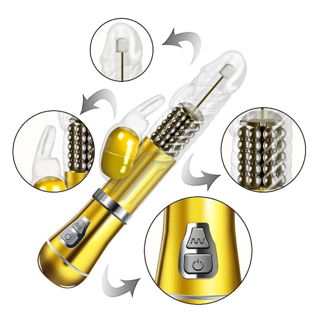 Vibrador Ponto G Rabbit Cromado 9 Vibrações 6 Modos Rotação - Imagem 2