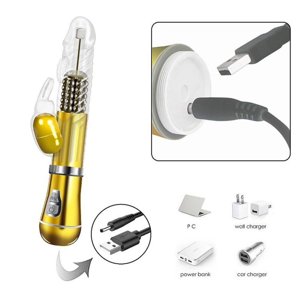 Vibrador Ponto G Rabbit Cromado 9 Vibrações 6 Modos Rotação - Imagem 7