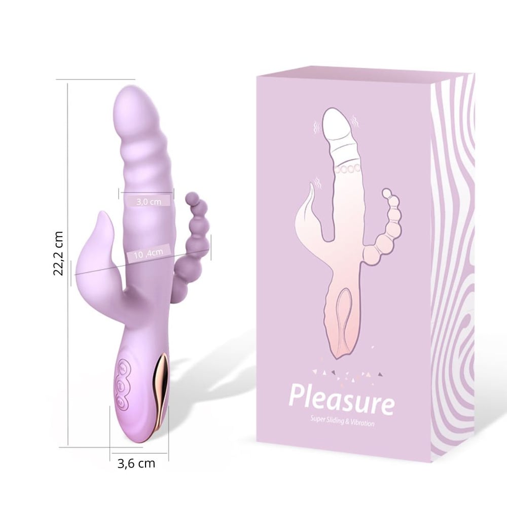 Vibrador Ponto G Sliding Com Plug Anal 7 Vibrações E 3 Modos De Vai E Vem Pleasure - Imagem 9