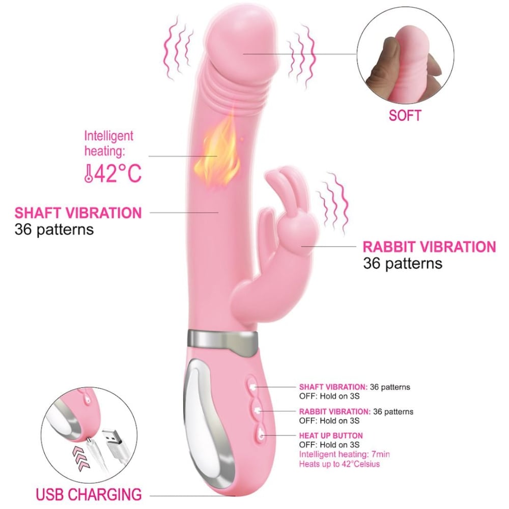Vibrador Rabbit Naughty Com Língua Estimuladora 36 Vibrações E Aquecimento - Imagem 5