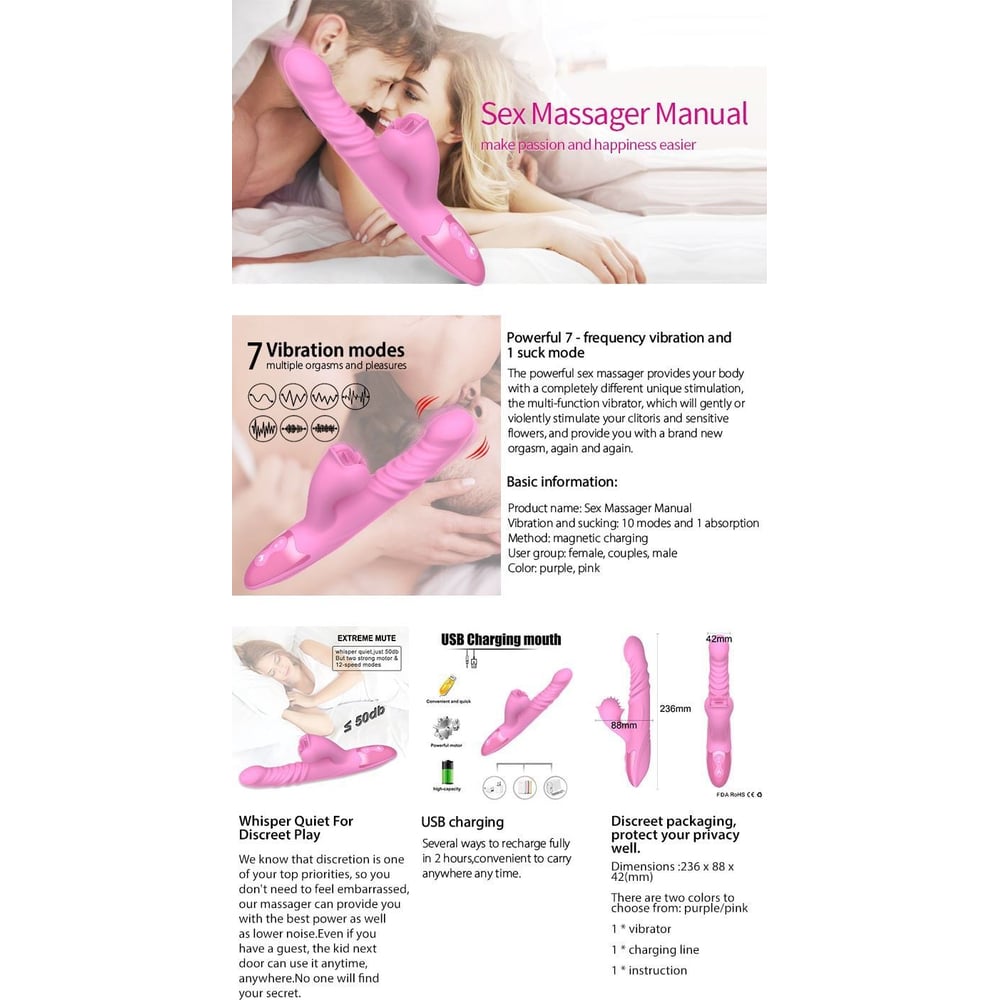 Vibrador Vai E Vem Com Estimulador Clitoriano Sex Massager - Imagem 9