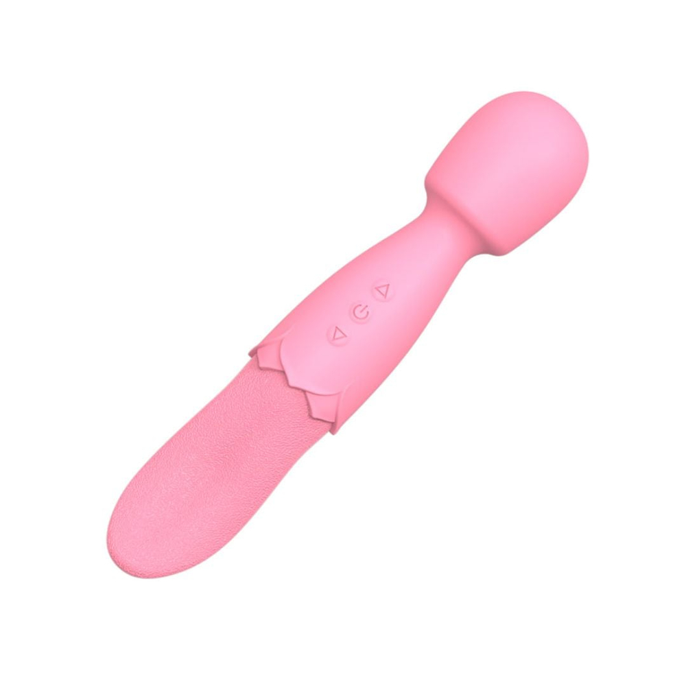 Vibrador Varinha Mágica Double End Com Língua Estimuladora 10 Modos De Vibração - Imagem 2